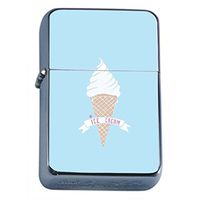 Ice Cream Flip Top Dual Torch Em1 Smoking Cigarette Silver Refillable Dual Flame