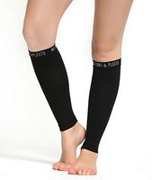 Buttons & Pleats Calf Compression Sleeve for Women & Men - Footless Leg Sleeves Socks - Boosts Circulation - Reduces Fatigue - Eases Shin Splints 1 Pair Black M/L