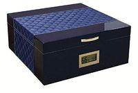 Prestige Import Group - Hampton Diamond Stitch Leather & Lacquer Finish Cigar Humidor - Capacity: Up to 200 - Color: Blue