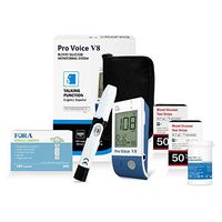 FORA Pro Voice V8 Diabetes Testing Kit for Accurate and Easy Monitoring Your Blood Glucose with Talking Glucometer, 1 Meter, 100 Test Strips, 100 Lancets, 1 Painless Design Lancing Device, Carry Case