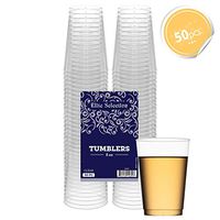 Clear Disposable Plastic Cups 8 Oz. Pack Of (50) Fancy Hard Plastic Cups - Party Accessories - Wedding - Cocktails- Tumblers