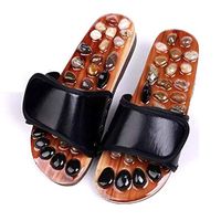 Women Plantar Acupuncture Points ShoesNatural Cobblestone Foot Massage Slippers, Acupressure Foot Massage Reflexology Tools Health Shoes,for Men Women,Black,38