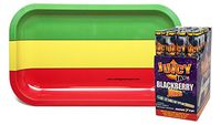 Juicy Jays Juicy Jones Pre-Rolled BlackBerry Flavored Cones (Full Box of 24 Cones) with Rolling Paper Depot Rolling Tray (Rasta)