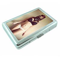 Chola Pin Up Girls Gangsta Hood Girl S15 Silver Cigarette Case Metal Wallet Id Holder 4" X 2.75" RFID Protection