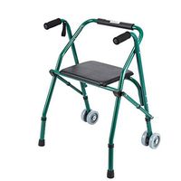 GY Elderly Walker, Adjustable Height Foldable Anti-Slip Rehabilitation Exercise Seat Durable Aluminum Frame Support Up to 220 Pounds, Green Medical Supplies (Color : Green)