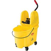 Rubbermaid Commercial WaveBrake 2.0 35 QT Down-Press Mop Bucket and Wringer, Yellow (FG757788YEL)