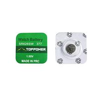 TOPPOWER SR626SW 377 Silver Oxide 1.55V Coin Button Cell - 10 Batteries