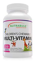 NutraBulk Children's Chewable Multi-Vitamin Tablets for Kids to Support Immune, Bone, and Brain, Contains All Natural Vitamins, Minerals, B Complex. Cherry Flavor (250 Count)