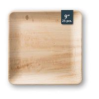 TheClearConscience - Dinner Plate, 9" x 9" square, 25 pcs. Bamboo & Wood Style, Biodegradable, Professional Use