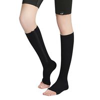 Open Toe Compression Sock, Support Zipper Stocking for Varicose Veins Edema Swollen Sore Legs, Help Circulation Pain Relief Anti Fatigue, Dance Workout Running Yoga Pilates Sleeve Socks Black