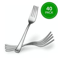 Plasticpro Disposable Heavy Duty Silver Plastic Forks, Fancy Plastic Silverware Looks Like Real Silver Cutlery - Utensils Great for Catering Events, Restaurants, Parties and Weddings Pack of 40