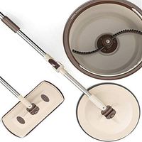 ZHENHAO Spin Mop and Bucket Set with 4 Replacement Microfiber Heads Stainless Steel 360° Mop Hand Wash Free for Floor Cleaning (Size: 110-140cm)