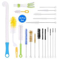 Multipurpose Bottle Brush Set, SEFONE 20 Pcs Stainless Steel Cleaning Brush Cleaner for Washing Cup Mug Straw Brewing Wine Beer Bottle Newborn Feeding Tube