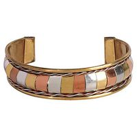 Art of Creation Tibetan Pure Copper Bracelets With 3 Different Mettle | Handmade Adjustable Healing Therapy Spiritual Yoga Jewelry for Unisex | Kada Bangle From India