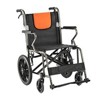 FXNN Transport Wheelchair Aluminum Wheelchair - Elderly Foldable Wheelchair Firm and Lightweight Walker (Color : Black)