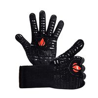 Meidexian888 Cooking Gloves,1PC Unisex BBQ Grilling Cooking Gloves Extreme Heat Resistant Oven Welding High Temperature Insulation Anti-scalding Gloves (Black)