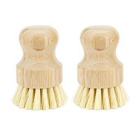 WISH Natural Cleaning Scrub Brush for Cast Iron Skillet Pots Pans - Made of 100% Bamboo Handle and Coconut Bristles (2 Pack)