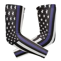 Anyangquji Police Thin Blue Line Flag Arm Sleeve Protectiv for Man Elbow Brace for Arthritis (1 Pair)