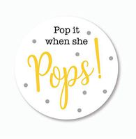40ct, Pop it When She Pops Stickers, Baby Shower Champagne, Beer, Soda, Wine Favor Stickers, 2 inches (#007-YL)