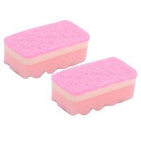 uxcell Sponge Kitchen Cleaning Tool Bowl Pot Multifunction Scrubber Pad 2 Pcs Pink