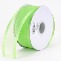 BBCrafts Apple Green Organza Ribbon Two Striped Satin Edge 1-1/2 inch 100 Yards