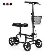Giantex Steerable Lightweight Knee Scooter, Foldable All Terrain Knee Walker with Basket, Dual Brakes, Medical Scooter for Foot Ankle Injuries, Crutches Alternative, Support up to 300 (Black)