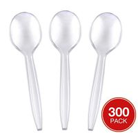 Clear Disposable Plastic Spoons | Heavyweight Silverware Plastic Utensils | Fine Cutlery Flatware for Parties, Weddings, Baby Shower, Graduation Pack of 300