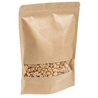 Kraft Zip Lock Stand-up Bag Reclosable Zip Lock Paper Pouch for All-Purpose Food Storage with Matte Window and Tear Notch, 50-Pack (4 x 6, Brown)