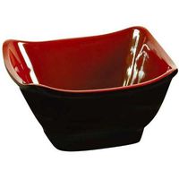 Yanco CR-5450 Black and Red Two-Tone Square Bowl, 10 oz Capacity, 4.75" Length, 4.75" Width, 2.25" Height,  Melamine, Black/Red Color, Pack of 48