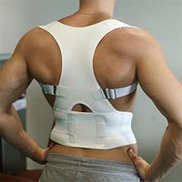 Women and Men Adjustable Posture Corrector Belt Lumbar Support Corset Braces Back Shoulder Strap,White,S