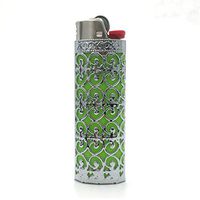 Lucklybestseller Metal Lighter Case Cover Holder Hollow Design for BIC Full Size Lighter J6 (Floral Hollow-Silver)