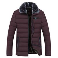Alvinm Men's Jacket Casual Winter Solid Warm Zipper Long Sleeve Thicken Soft Jacket Coat Outwear Tops Wine
