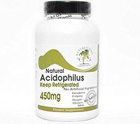 Natural Acidophilus 450mg - 500 Million Live Active Cultures - Keep Refrigerated ~ 100 Capsules - No Additives ~ Naturetition Supplements