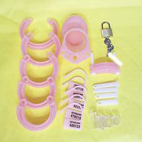 Male Protective Briefs Çhástîty Device with 5 Rings Incontinence Underwear (Pink)