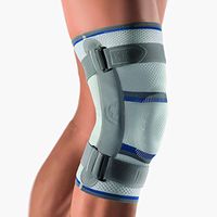 Bort Orthopedics 114460 Knee Bandage with Articulated Joint,Knee Brace, Patella Instability, Made in Germany (Silver, XLarge, Left)