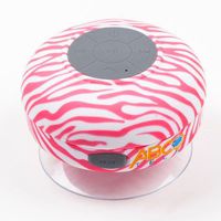 Abco Tech Water Resistant Wireless Bluetooth Shower Speaker with Suction Cup and Hands-Free Speakerphone, Pink Zebra