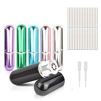 WellnessXOXO - Aromatherapy Nasal Inhaler Tubes for Essential Oils, Portable Reusable Blank Aluminum Nasal Inhalers with 2 Mini droppers 24 Cotton Wicks and 24 Writable Stickers, 6 Pack