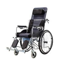 DMCC Folding Wheelchair High Back Reclining Fixed Belt Elderly Scooter with Potty Handicapped Large Wheel Travel Wheelchair