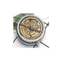 Compact 3 Compartment Medicine Case, Pill Box for Pocket or Purse Pill Box Decorative Pill Case with Gift Box Steampunk Gravity Waterfall Mystery Bill Retro Clock Charm The Pill Box/Pill case