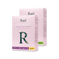 Rael Organic Cotton Unscented Tampons - BPA Free Plastic Applicator, Chlorine Free, Ultra Thin Applicator with Leak Locker Technology (32ct Total), Pack of 2 (Bundle (Regular+Super))
