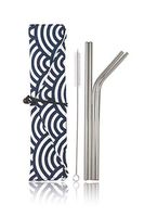 Stainless Steel Reusable Metal Straws -Portable Food Grade 4 Pack 8.5 inch