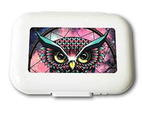 Small Weekly Pill Case - Personality Owl Travel Pill Organizer Box for Travel Safe Plastic Material 7 Small and 1 Large-Compartment