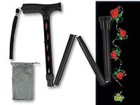 Adjustable Folding Walking Cane Roses with Barbed Wire