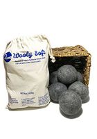 Reusable Fabric Softener Wool Dryer Balls XL- Laundry Dryer Balls, Lint Free- Used for Dark/ Color Loads, 100% New Zealand Wool, Hypo-Allergenic, Low Energy- 6 Ball Per Bag