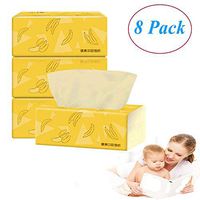 Ultra Soft Facial Tissue Pumping Paper Facial Towels Premium 3 Ply Fold Paper Towels-100% Natural Wood Pulp Napkins Paper for Household Daily Use (8 Pack)