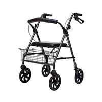 Walkers for Seniors with Seat Elderly Walking Walker, Auxiliary Walker, Toddler Trolley, with Shopping Basket and handbrake Design Rolling Walkers (Color : Black)