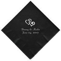Personalized Cocktail, Beverage or Dessert Napkins - Double Hearts 2 (350)