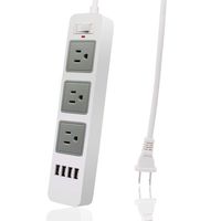 Power Strip White, USB Power Strip with 2 Prong 6.6ft Extension Cord, 3 AC Outlet Flat Plug Surge Protector for Workbench, Nightstand, Home, Office and Hotel