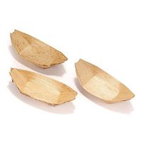 BambooMN 4.7" x 2" Premium Bamboo Leaf Boat, All Natural and Disposable Compstable for Catering and Home Use, 300 Pieces