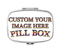 Customize Personalized Piil Box Case Decorative Boxes Rectangular Pill Box Medicine Tablet Holder Wallet Organizer Case for Pocket or Purse (Silver)